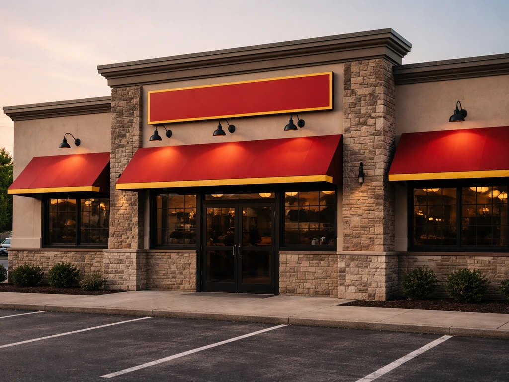 Exterior view of a Billy Sims BBQ–branded restaurant storefront in Oklahoma, warm daylight