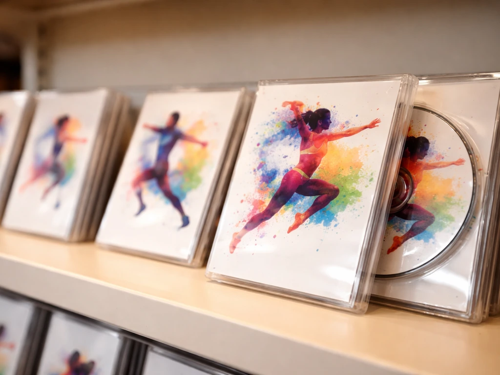 Dance with Me themed DVDs in clear cases arranged on a retail shelf, showing product packaging